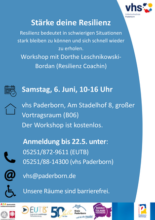 Handzettel Workshop: Stärke deine Resilienz